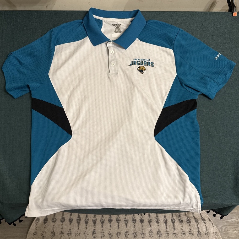Vintage Old Logo Jacksonville Jaguars Teal Polo Shirt Men's 2XL Reebok